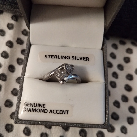 SS diamond double heart ring - Picture 2 of 3